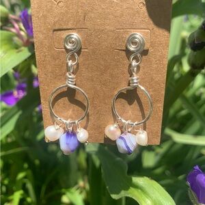 Silver and Purple Dangle Earrings